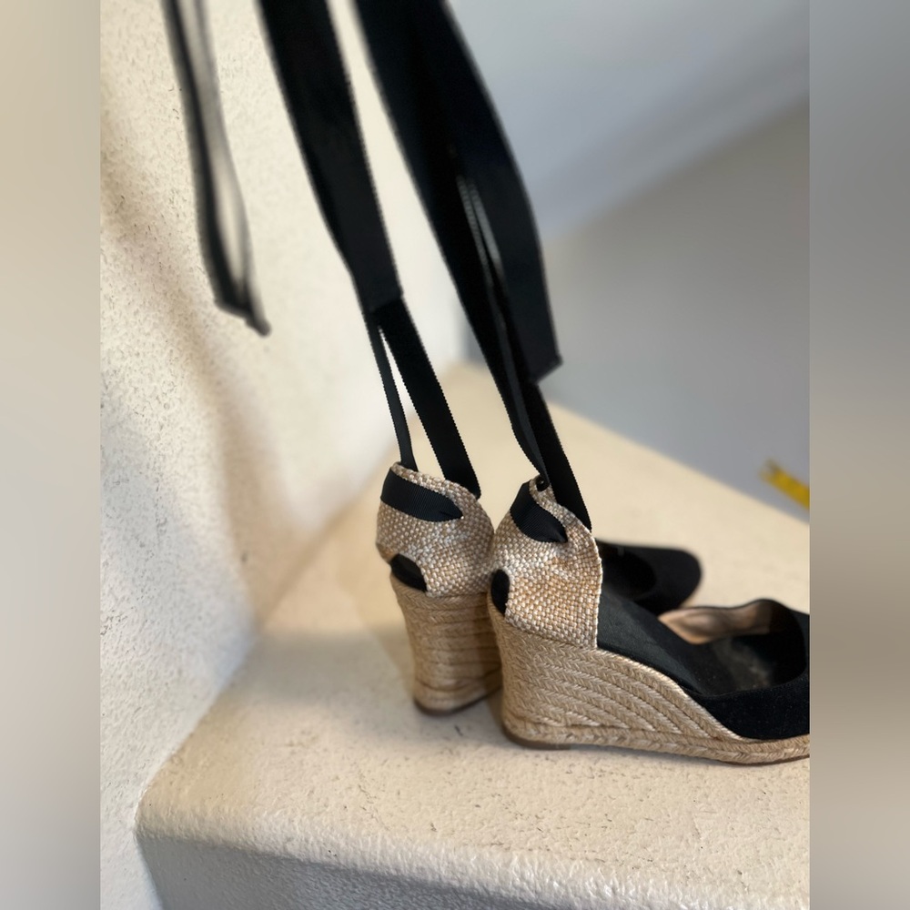 Christian Louboutin Espadrille Wedge Heels Black sandals Size 39/8 - Picture 14 of 14